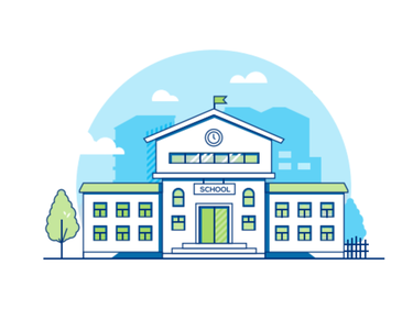 Icon drawn to show a school building 